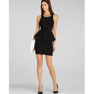 BCBGMAXAZRIA Black Francis Layered Peplum Large‎ L Ruffle
